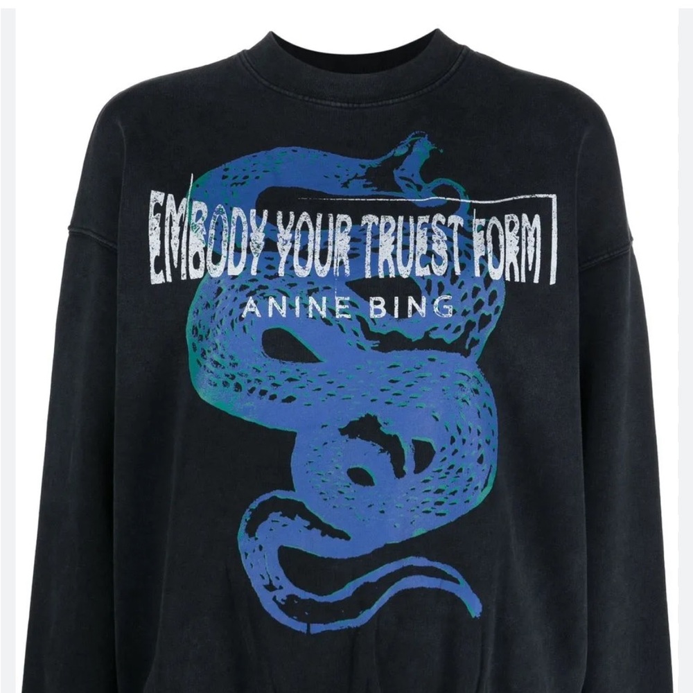 Anine Bing Black Sweater with Blue Graphic